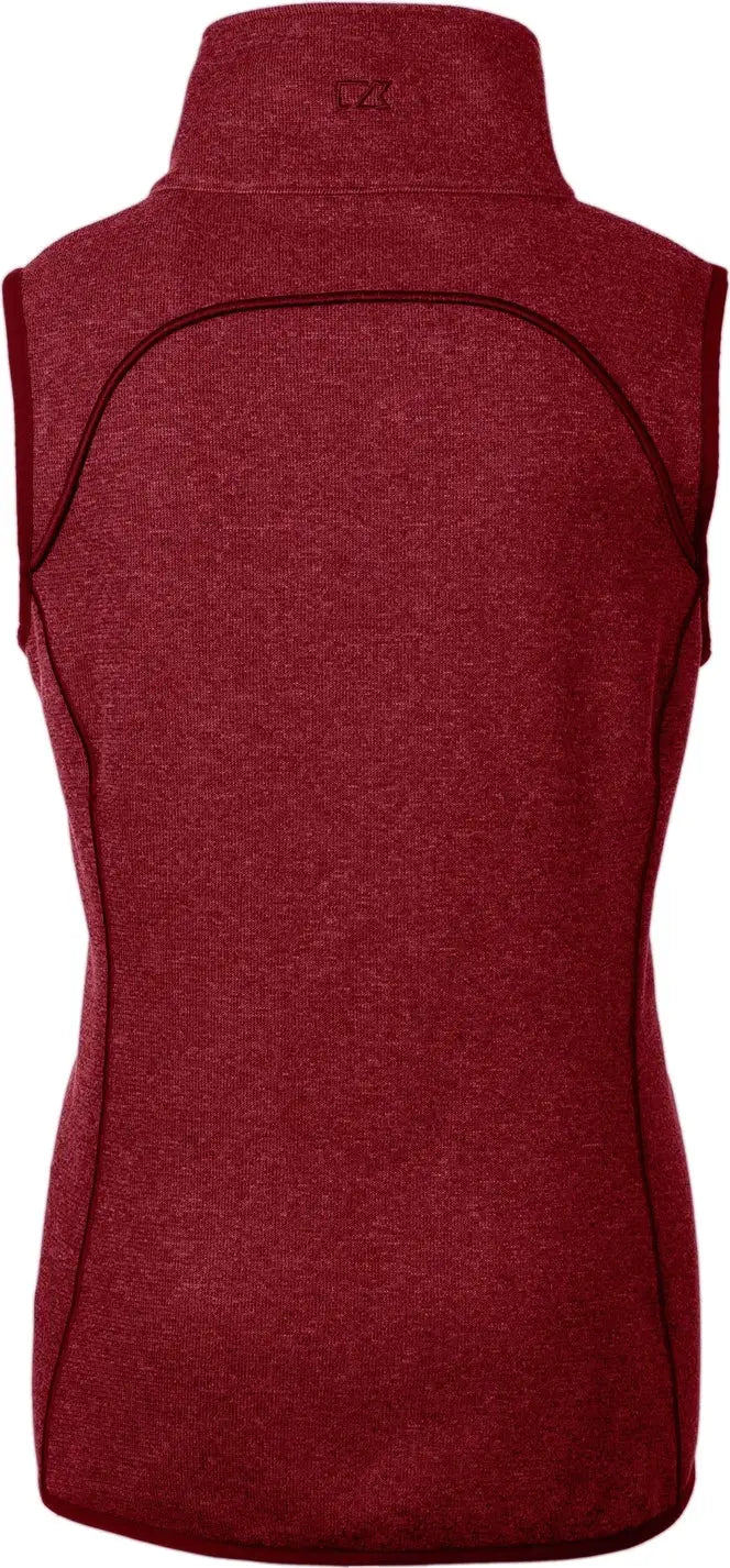 Cutter & Buck Lco00034 Mainsail Sweater Knit Womens Asymmetrical Vest - Cardinal Red Heather