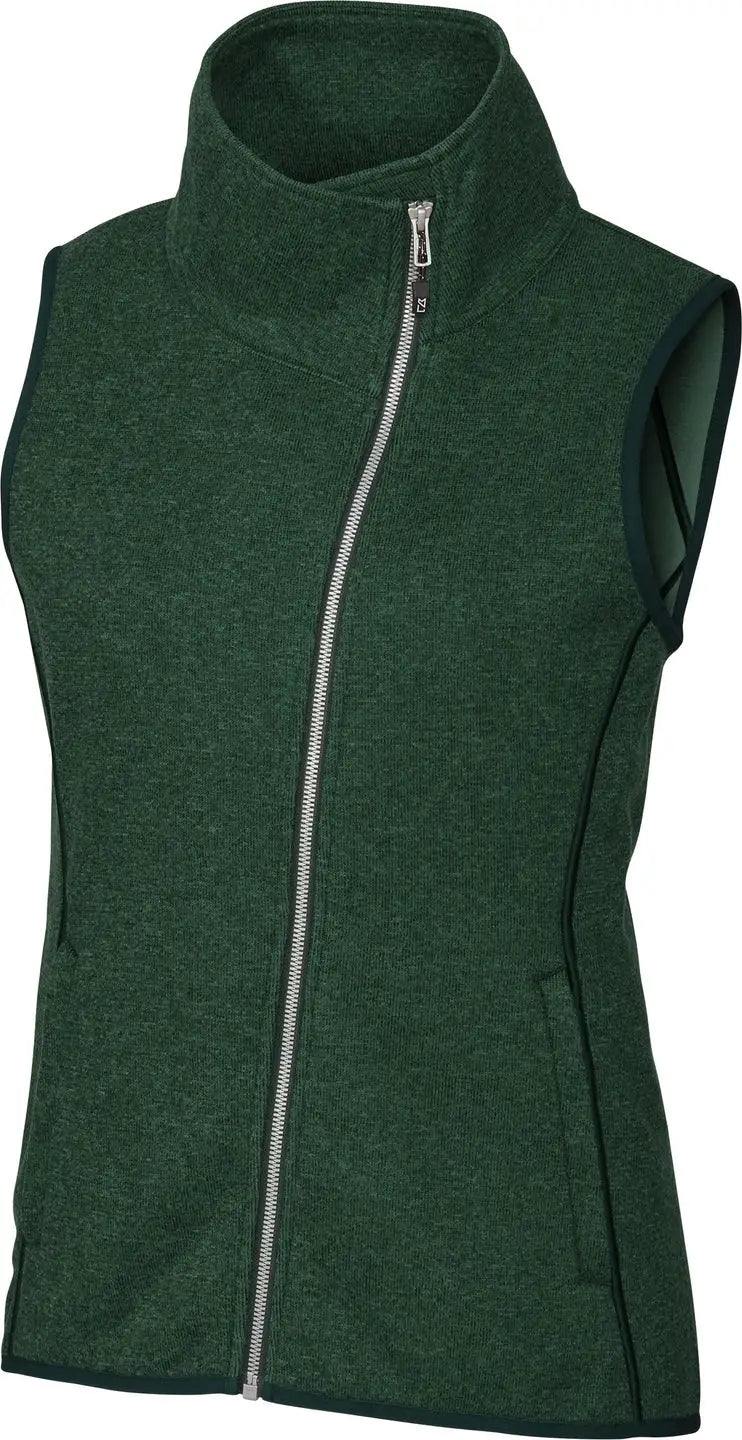 Cutter & Buck Lco00034 Mainsail Sweater Knit Womens Asymmetrical Vest - Hunter Heather