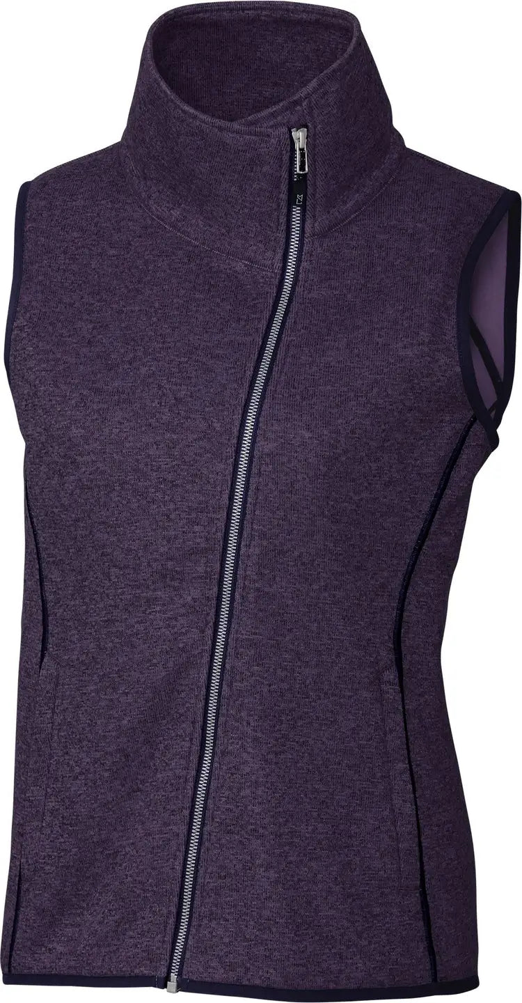 Cutter & Buck Lco00034 Mainsail Sweater Knit Womens Asymmetrical Vest - College Purple Heather