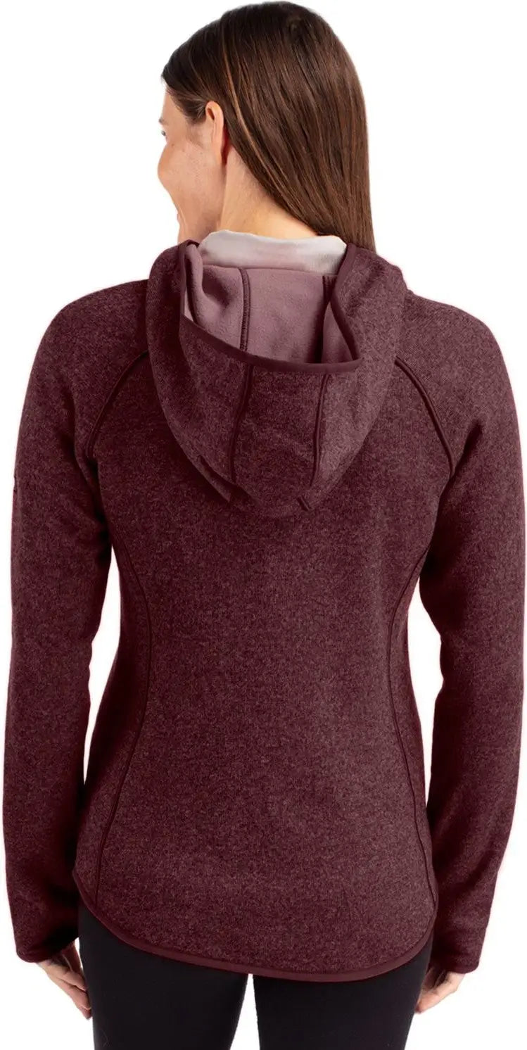 Cutter & Buck Lco00035 Mainsail Full Zip Hooded Womens Jacket - Bordeaux Heather
