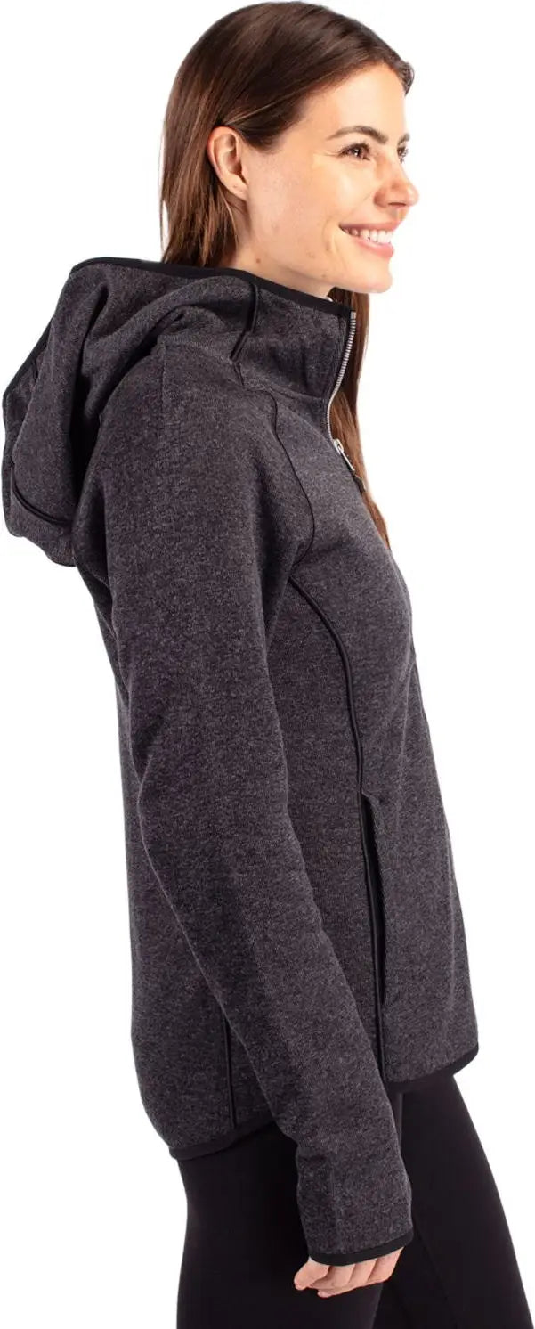 Cutter & Buck Lco00035 Mainsail Full Zip Hooded Womens Jacket - Charcoal Heather