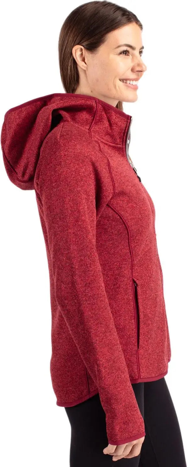 Cutter & Buck Lco00035 Mainsail Full Zip Hooded Womens Jacket - Cardinal Red Heather