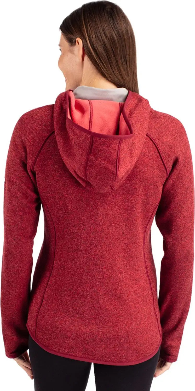 Cutter & Buck Lco00035 Mainsail Full Zip Hooded Womens Jacket - Cardinal Red Heather