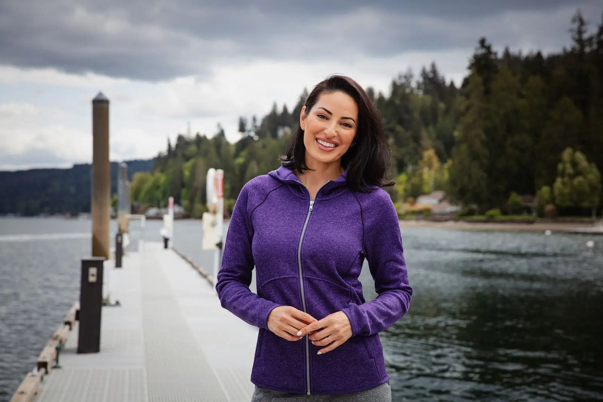 Cutter & Buck Lco00035 Mainsail Full Zip Hooded Womens Jacket - College Purple Heather
