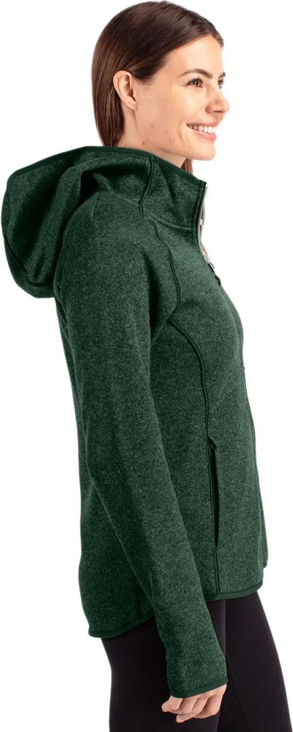 Cutter & Buck Lco00035 Mainsail Full Zip Hooded Womens Jacket - Hunter Heather