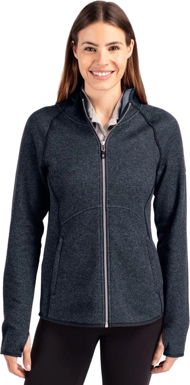 Cutter & Buck Lco00035 Mainsail Full Zip Hooded Womens Jacket - Liberty Navy Heather - Ladies Xs