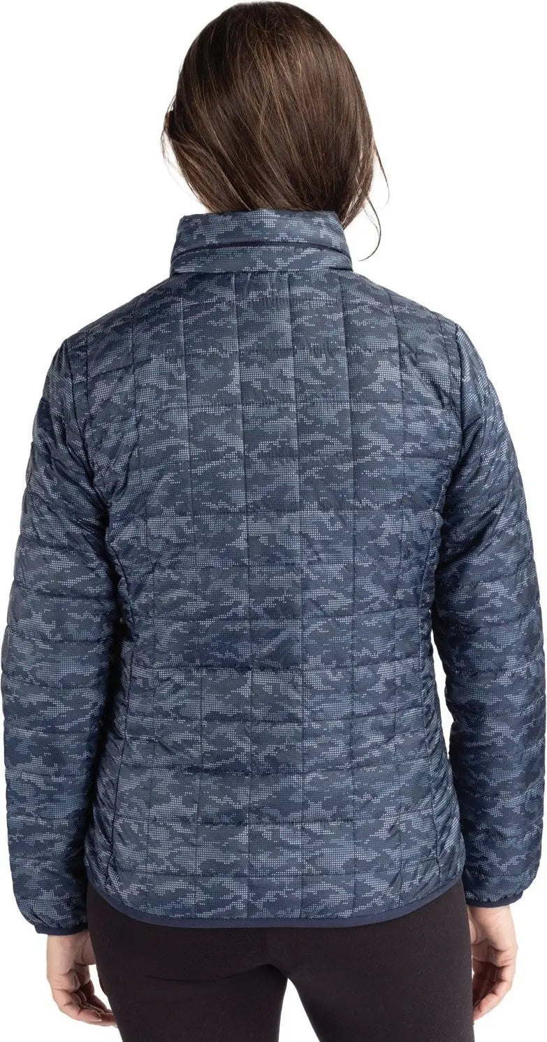 Cutter & Buck Lco00053 Rainier Primaloft® Womens Eco Insulated Full Zip Printed Puffer Jacket - Dark Navy