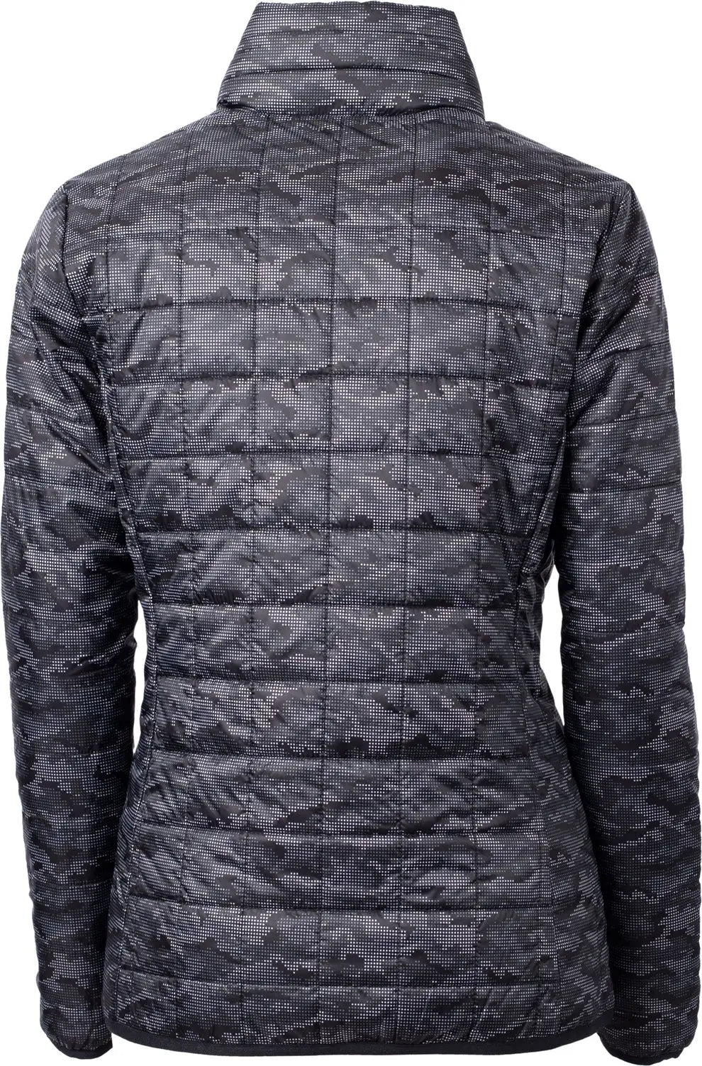 Cutter & Buck Lco00053 Rainier Primaloft® Womens Eco Insulated Full Zip Printed Puffer Jacket - Black