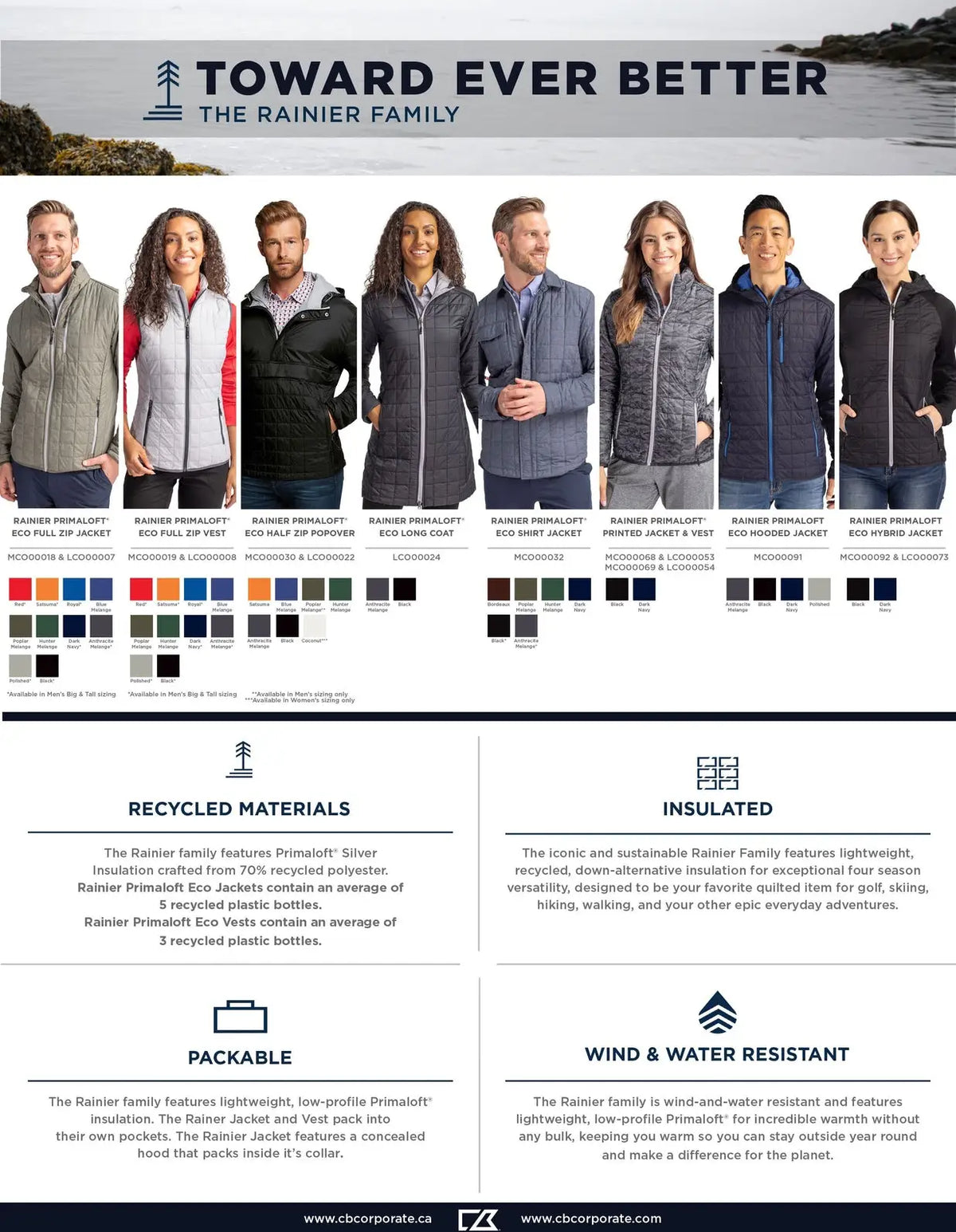 Cutter & Buck Lco00054 Rainier Primaloft® Womens Eco Insulated Full Zip Printed Puffer Vest - Black