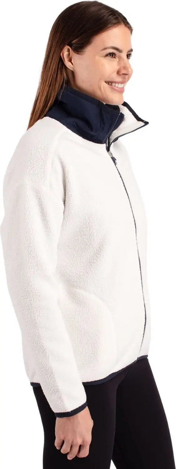 Cutter & Buck Lco00055 Cascade Eco Fleece Womens Full Zip Jacket - Shell Navy Blue