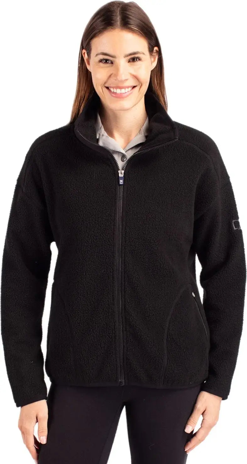 Cutter & Buck Lco00055 Cascade Eco Fleece Womens Full Zip Jacket - Black - Ladies Xs