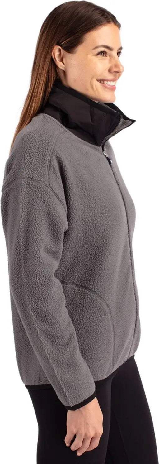 Cutter & Buck Lco00055 Cascade Eco Fleece Womens Full Zip Jacket - Elemental Gray Black