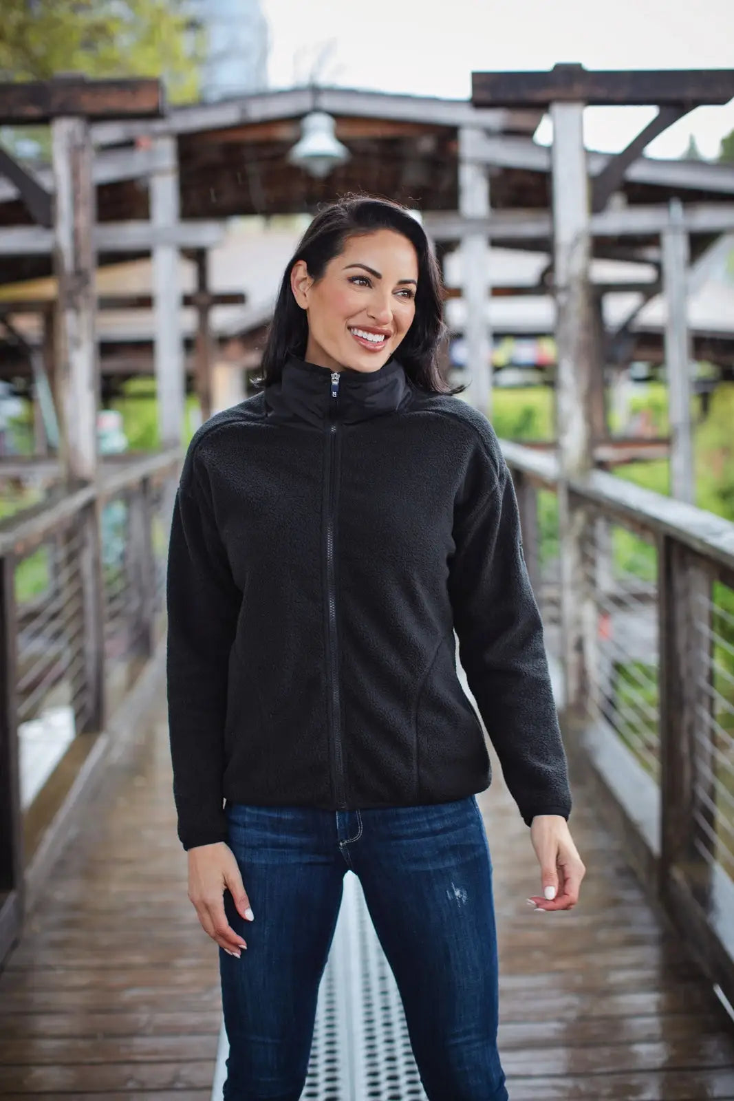 Cutter & Buck Lco00055 Cascade Eco Fleece Womens Full Zip Jacket - Black