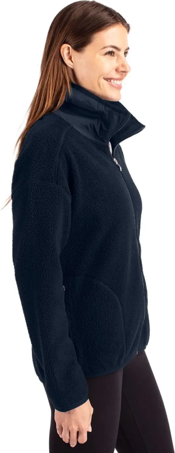 Cutter & Buck Lco00055 Cascade Eco Fleece Womens Full Zip Jacket - Navy Blue