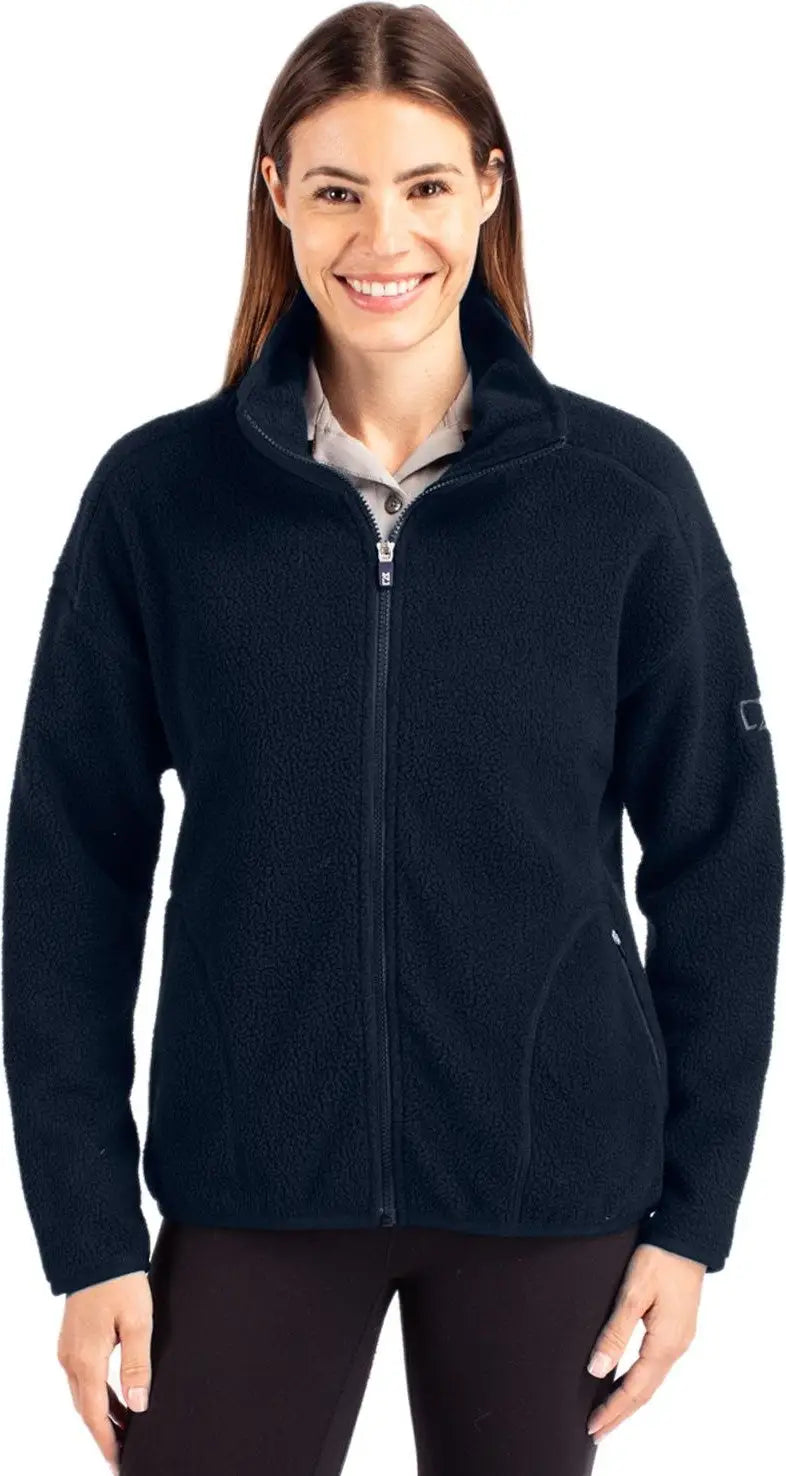 Cutter & Buck Lco00055 Cascade Eco Fleece Womens Full Zip Jacket - Navy Blue - Ladies Xs