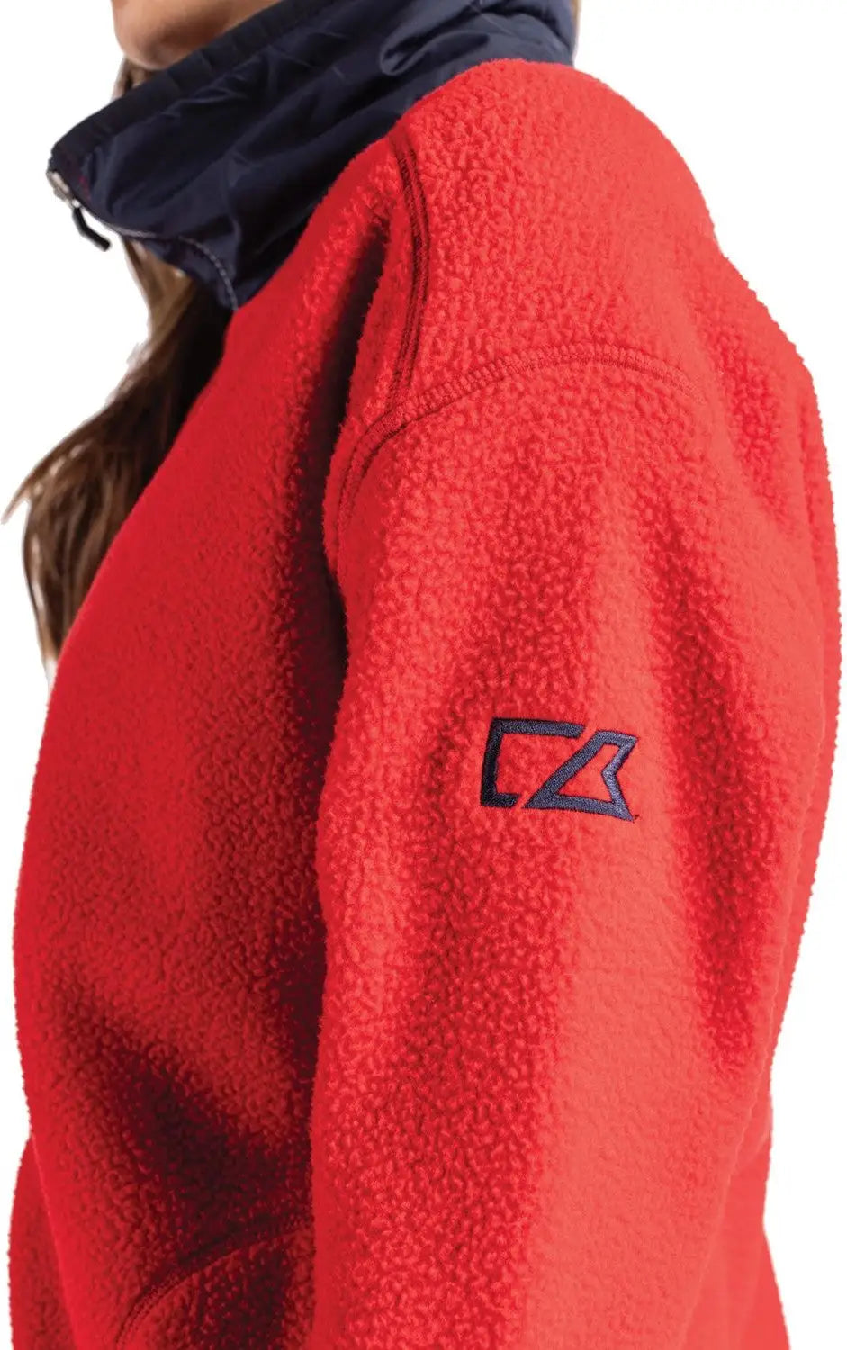 Cutter & Buck Lco00055 Cascade Eco Fleece Womens Full Zip Jacket - Red Navy Blue