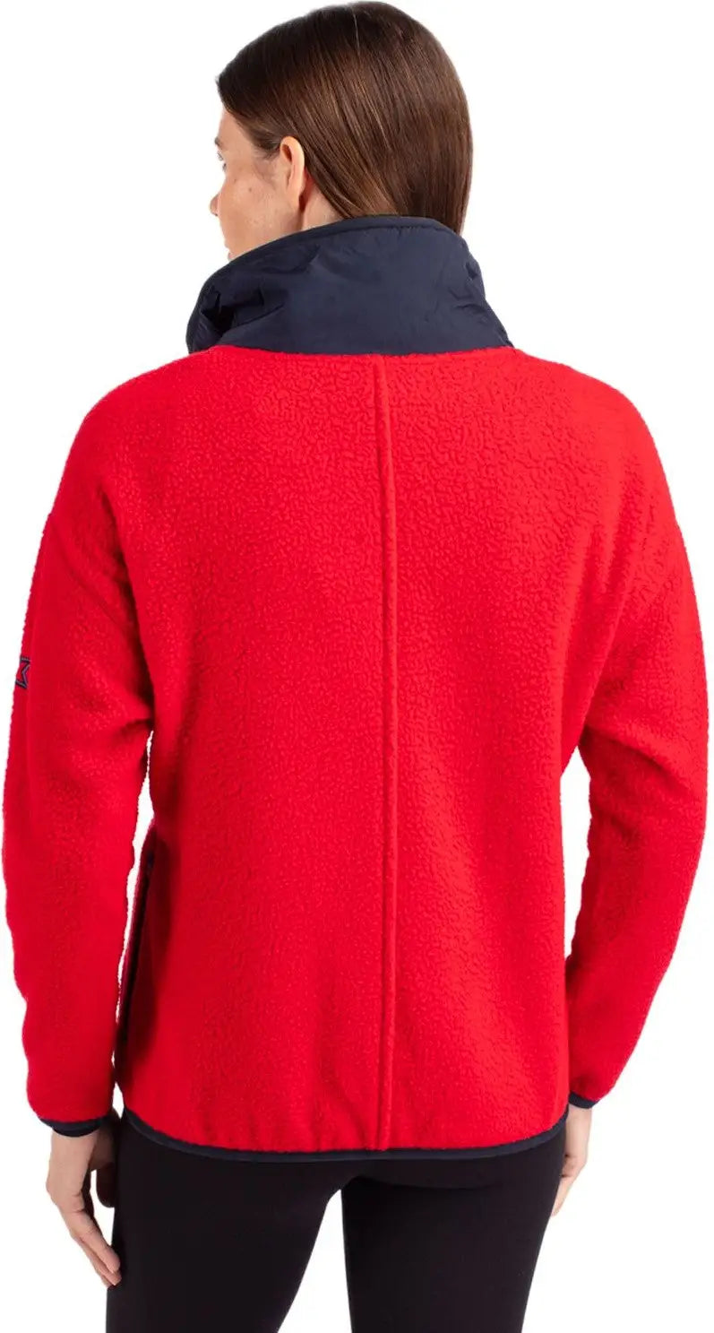 Cutter & Buck Lco00055 Cascade Eco Fleece Womens Full Zip Jacket - Red Navy Blue