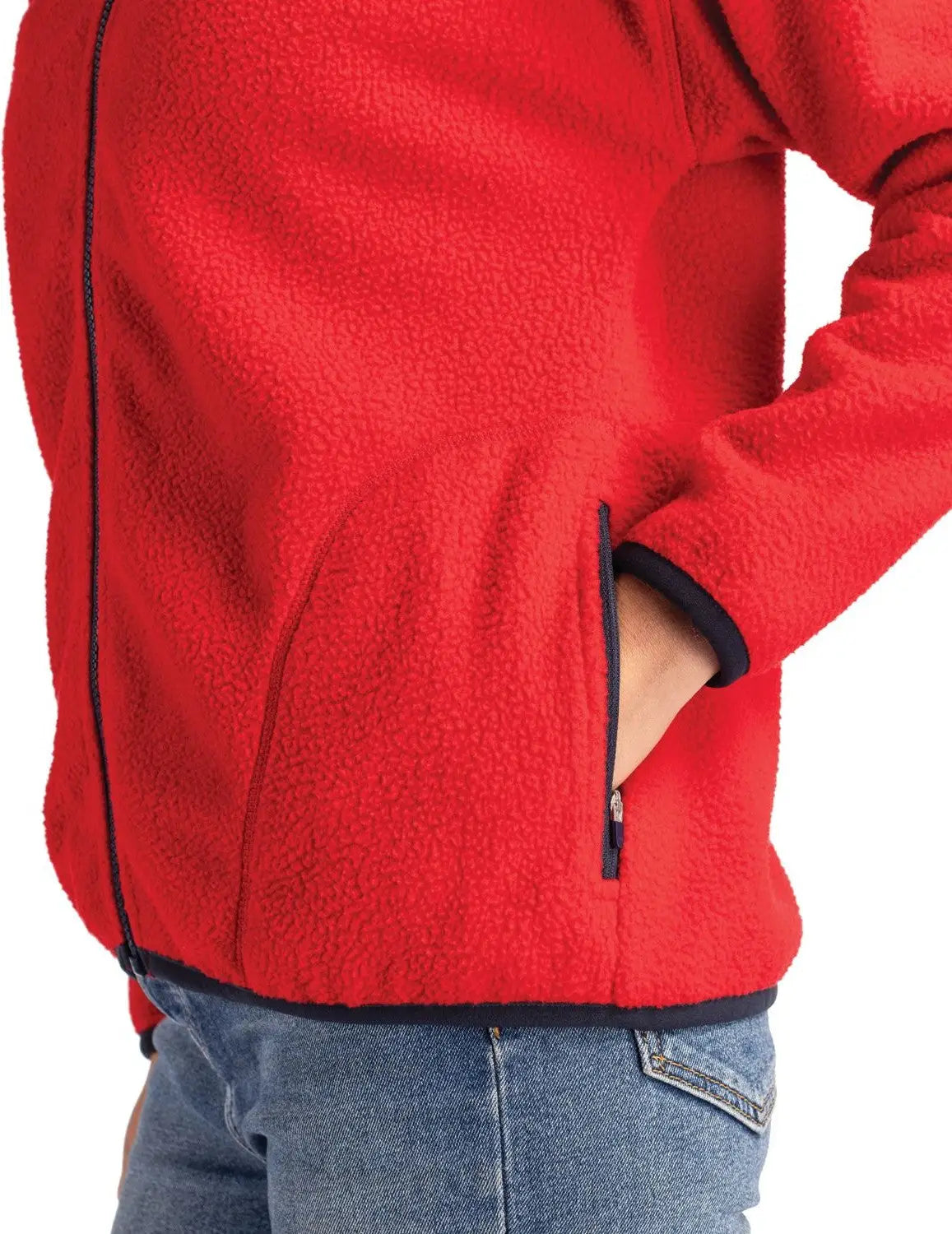 Cutter & Buck Lco00055 Cascade Eco Fleece Womens Full Zip Jacket - Red Navy Blue