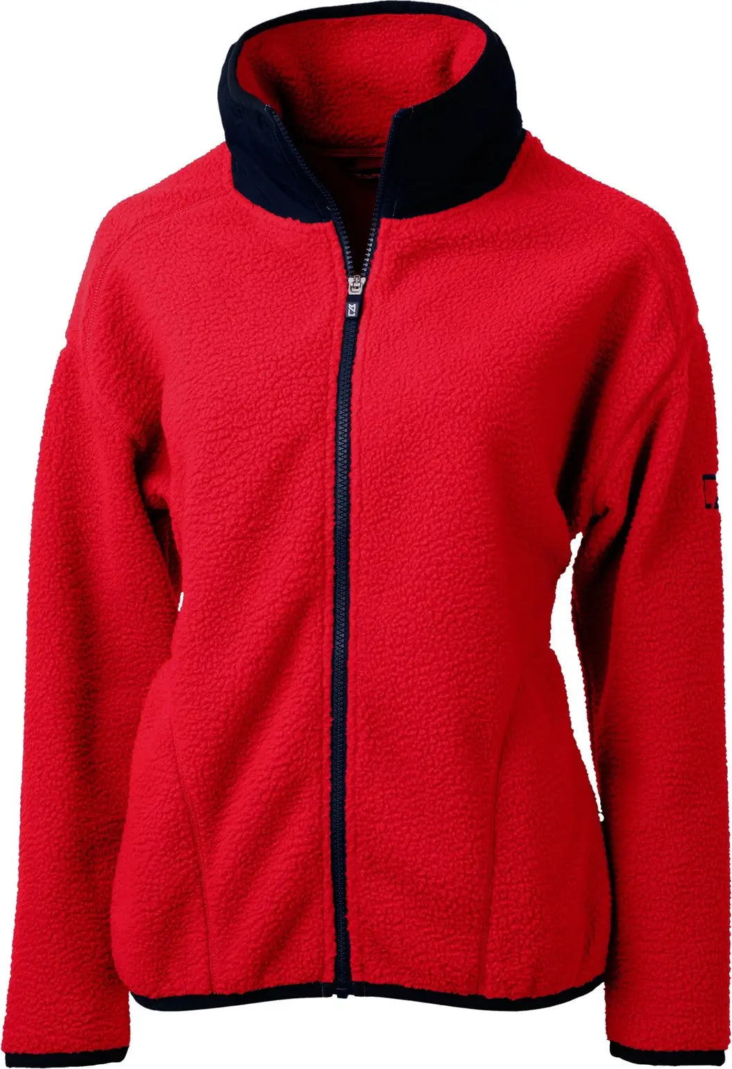 Cutter & Buck Lco00055 Cascade Eco Fleece Womens Full Zip Jacket - Red Navy Blue