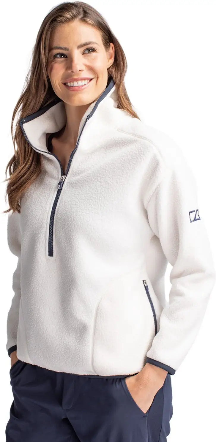 Cutter & Buck Lco00056 Cascade Eco Fleece Womens Pullover Jacket - Shell Navy Blue - Shell/navy / Ladies Xs