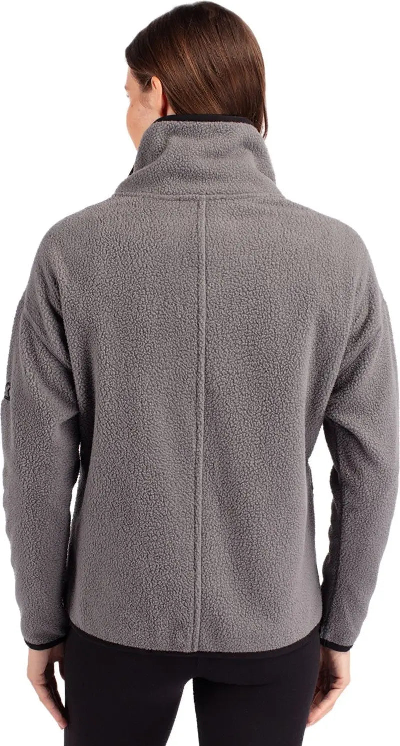 Cutter & Buck Lco00056 Cascade Eco Fleece Womens Pullover Jacket - Elemental Gray Black