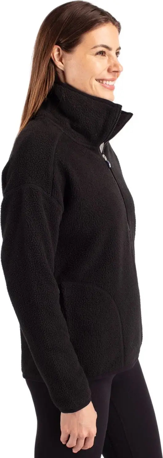 Cutter & Buck Lco00056 Cascade Eco Fleece Womens Pullover Jacket - Black