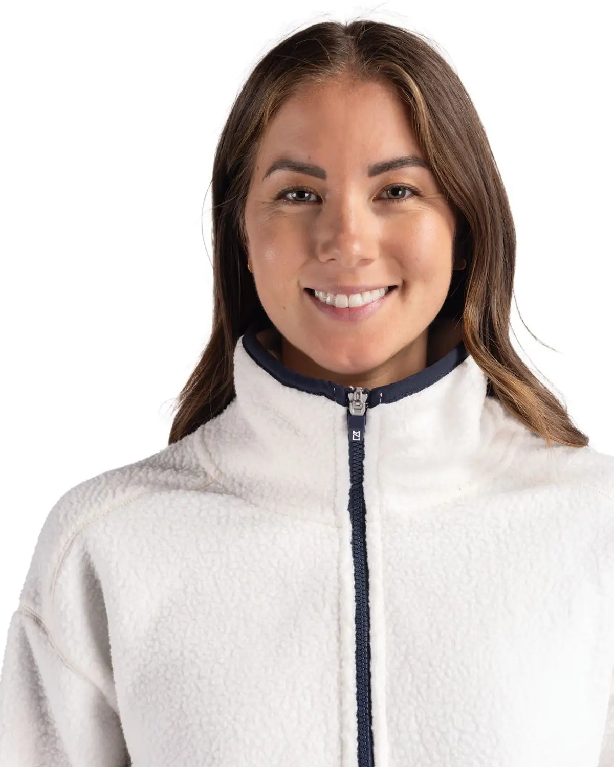 Cutter & Buck Lco00056 Cascade Eco Fleece Womens Pullover Jacket - Shell Navy Blue