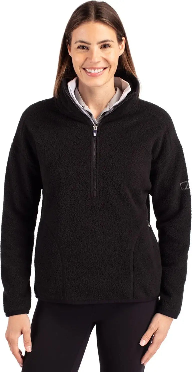 Cutter & Buck Lco00056 Cascade Eco Fleece Womens Pullover Jacket - Black - Ladies Xs