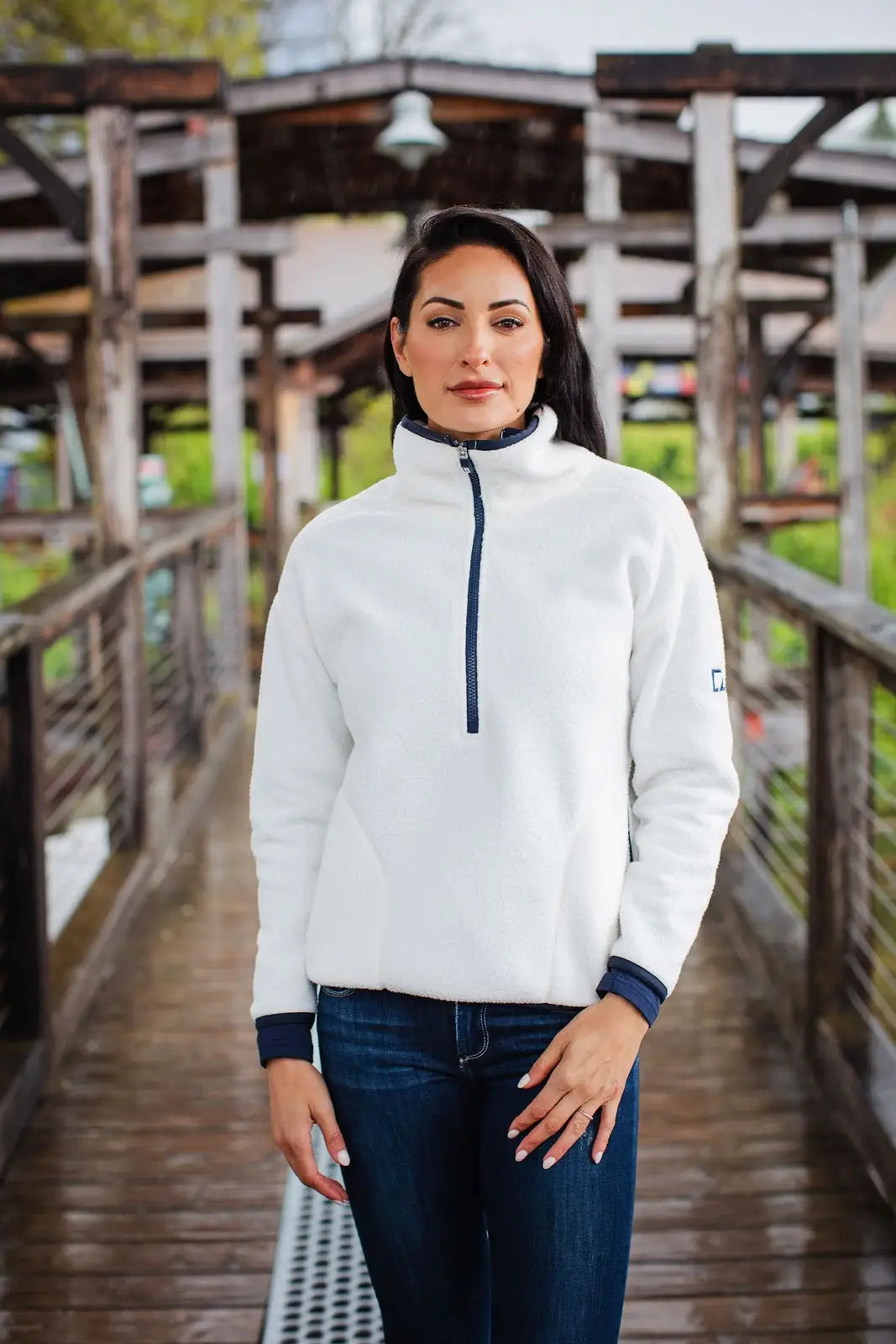 Cutter & Buck Lco00056 Cascade Eco Fleece Womens Pullover Jacket - Shell Navy Blue