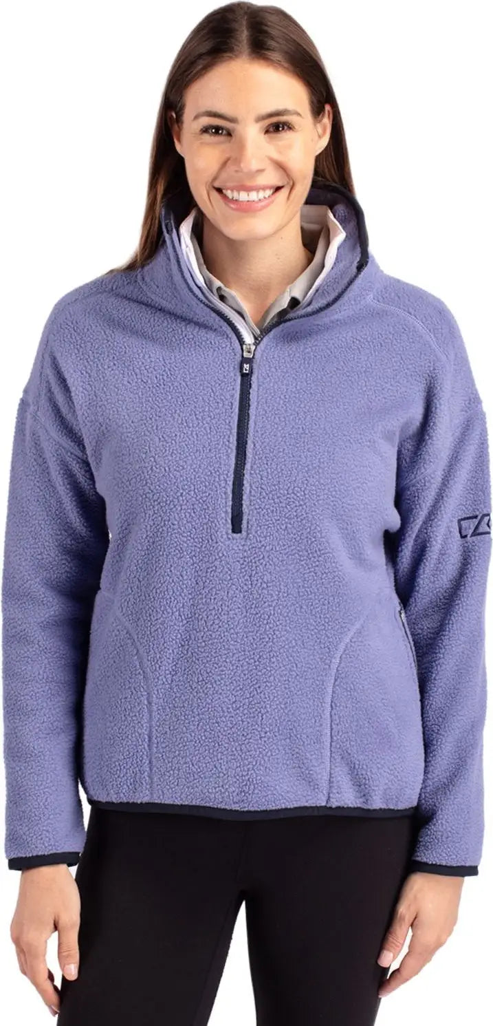 Cutter & Buck Lco00056 Cascade Eco Fleece Womens Pullover Jacket - Hyacinth Navy Blue - Hyacinth/navy / Ladies Xs