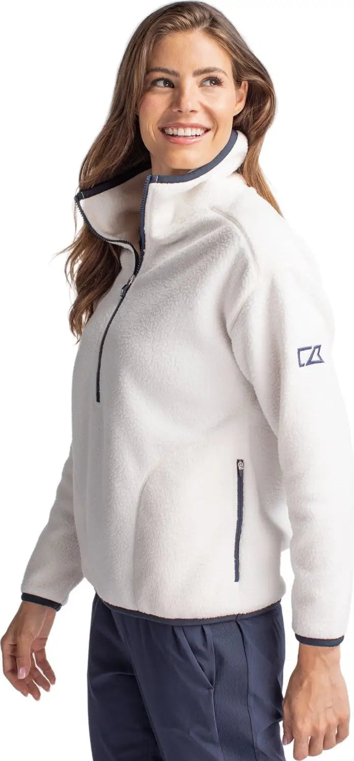 Cutter & Buck Lco00056 Cascade Eco Fleece Womens Pullover Jacket - Shell Navy Blue