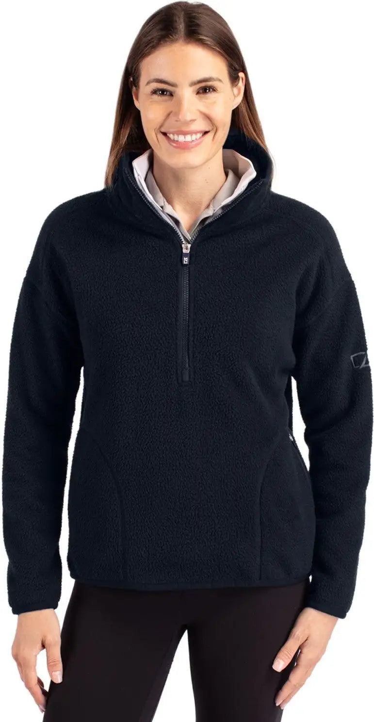 Cutter & Buck Lco00056 Cascade Eco Fleece Womens Pullover Jacket - Navy Blue - Ladies Xs