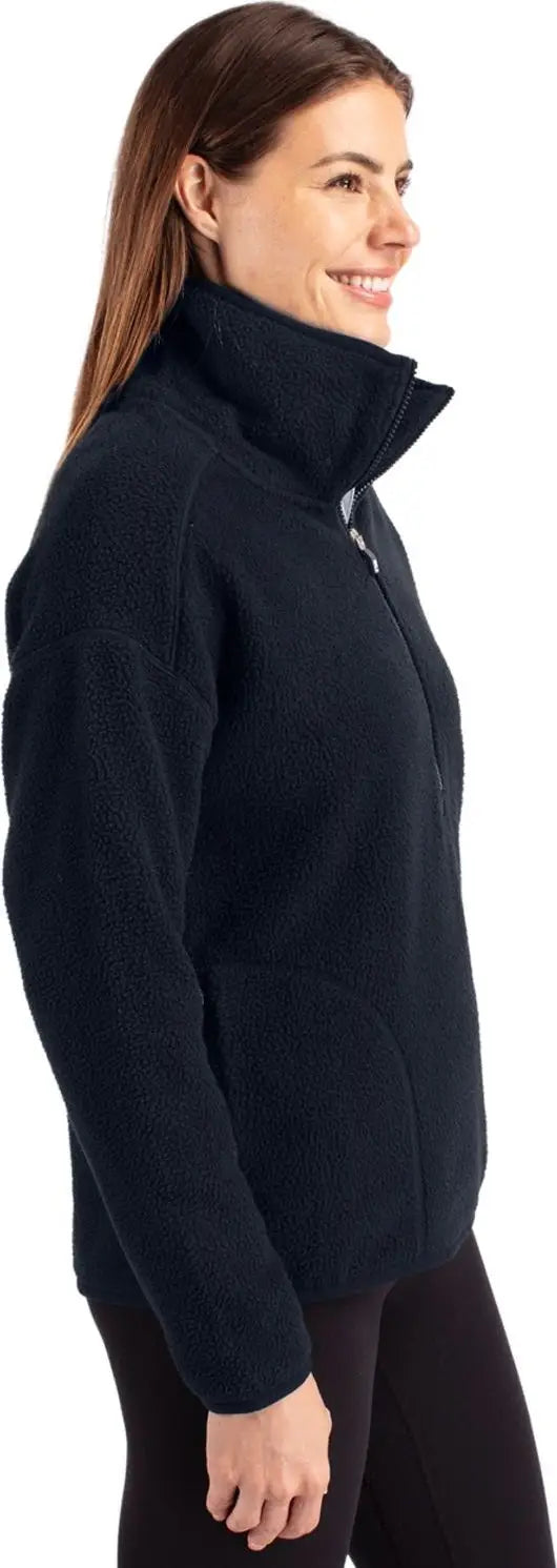 Cutter & Buck Lco00056 Cascade Eco Fleece Womens Pullover Jacket - Navy Blue