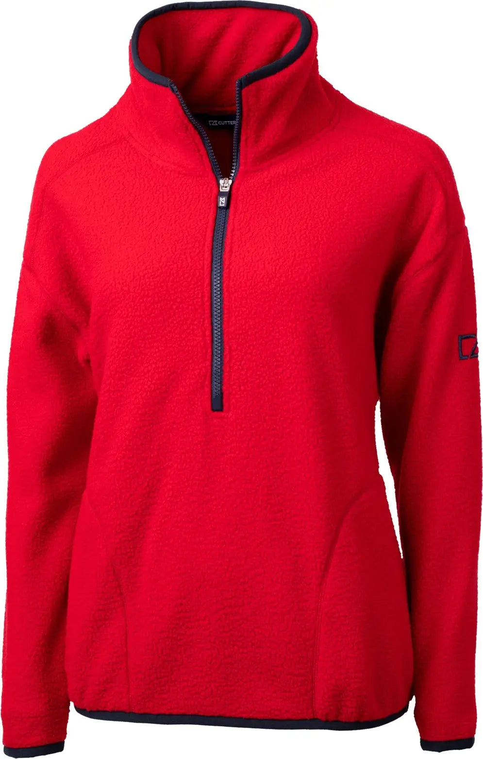 Cutter & Buck Lco00056 Cascade Eco Fleece Womens Pullover Jacket - Red Navy Blue