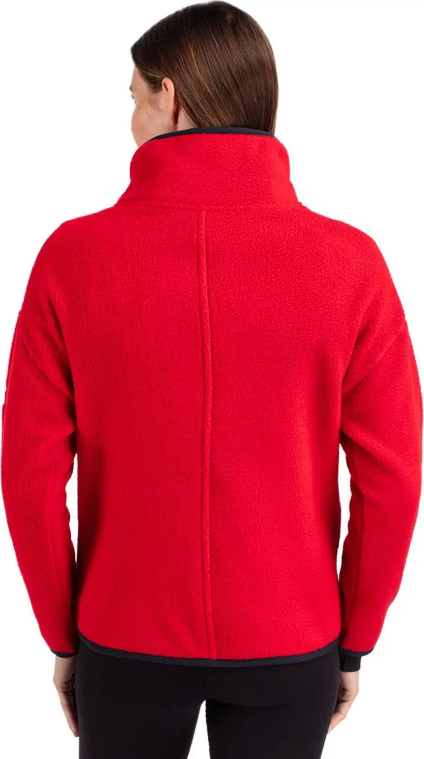 Cutter & Buck Lco00056 Cascade Eco Fleece Womens Pullover Jacket - Red Navy Blue
