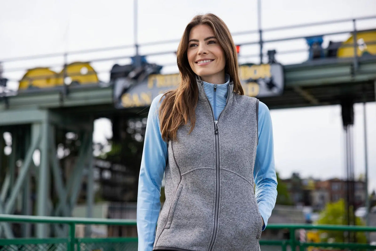 Cutter & Buck Lco00058 Mainsail Sweater Knit Womens Full Zip Vest - Polished Heather