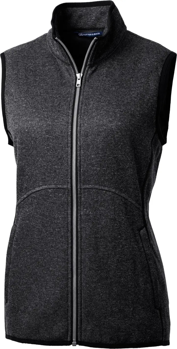 Cutter & Buck Lco00058 Mainsail Sweater Knit Womens Full Zip Vest - Charcoal Heather