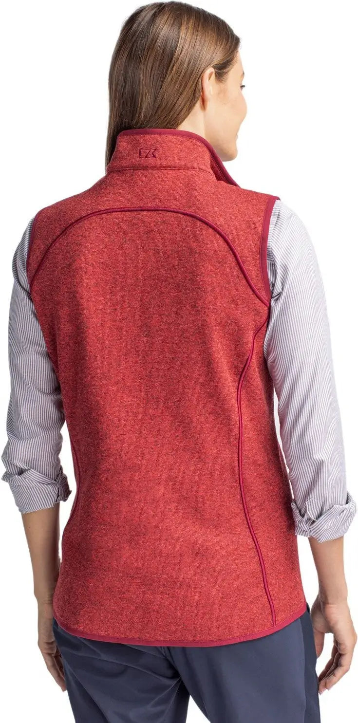 Cutter & Buck Lco00058 Mainsail Sweater Knit Womens Full Zip Vest - Cardinal Red Heather