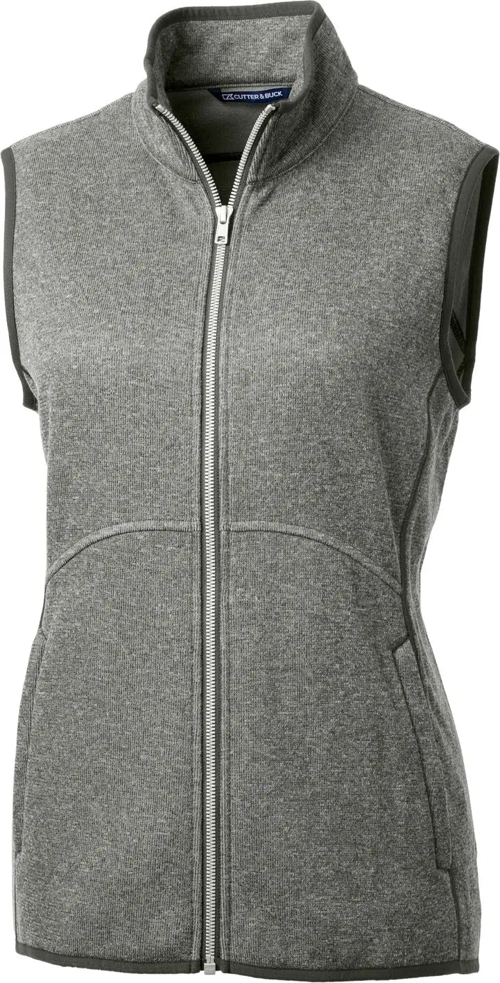 Cutter & Buck Lco00058 Mainsail Sweater Knit Womens Full Zip Vest - Polished Heather