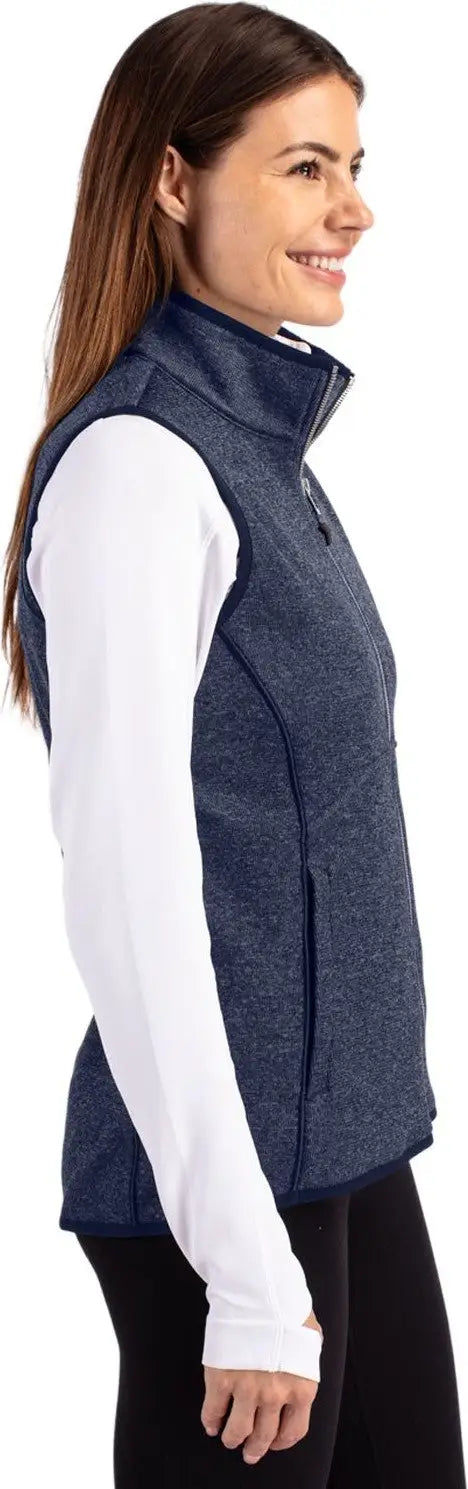 Cutter & Buck Lco00058 Mainsail Sweater Knit Womens Full Zip Vest - Liberty Navy Heather