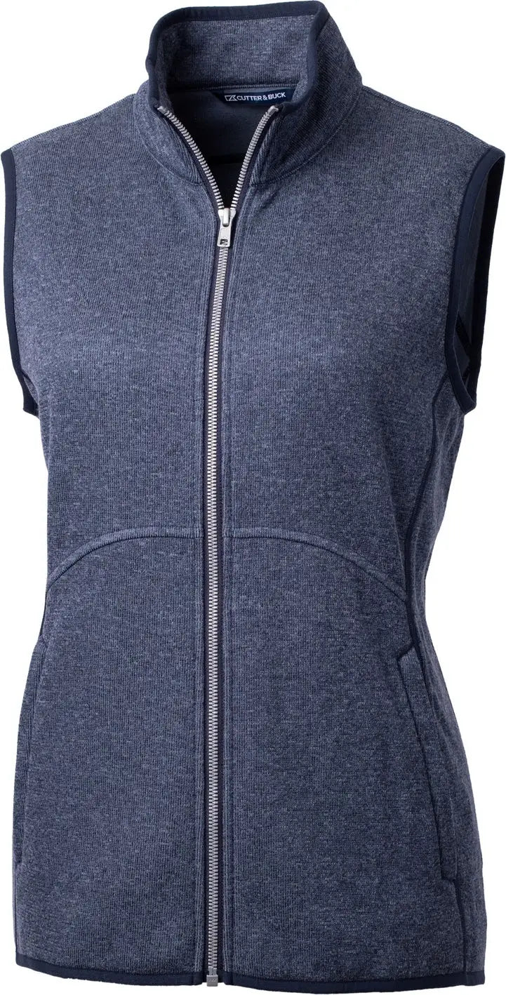 Cutter & Buck Lco00058 Mainsail Sweater Knit Womens Full Zip Vest - Liberty Navy Heather