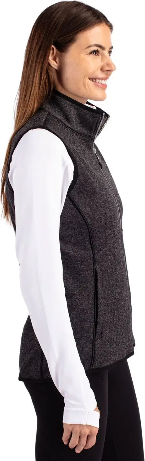 Cutter & Buck Lco00058 Mainsail Sweater Knit Womens Full Zip Vest - Charcoal Heather