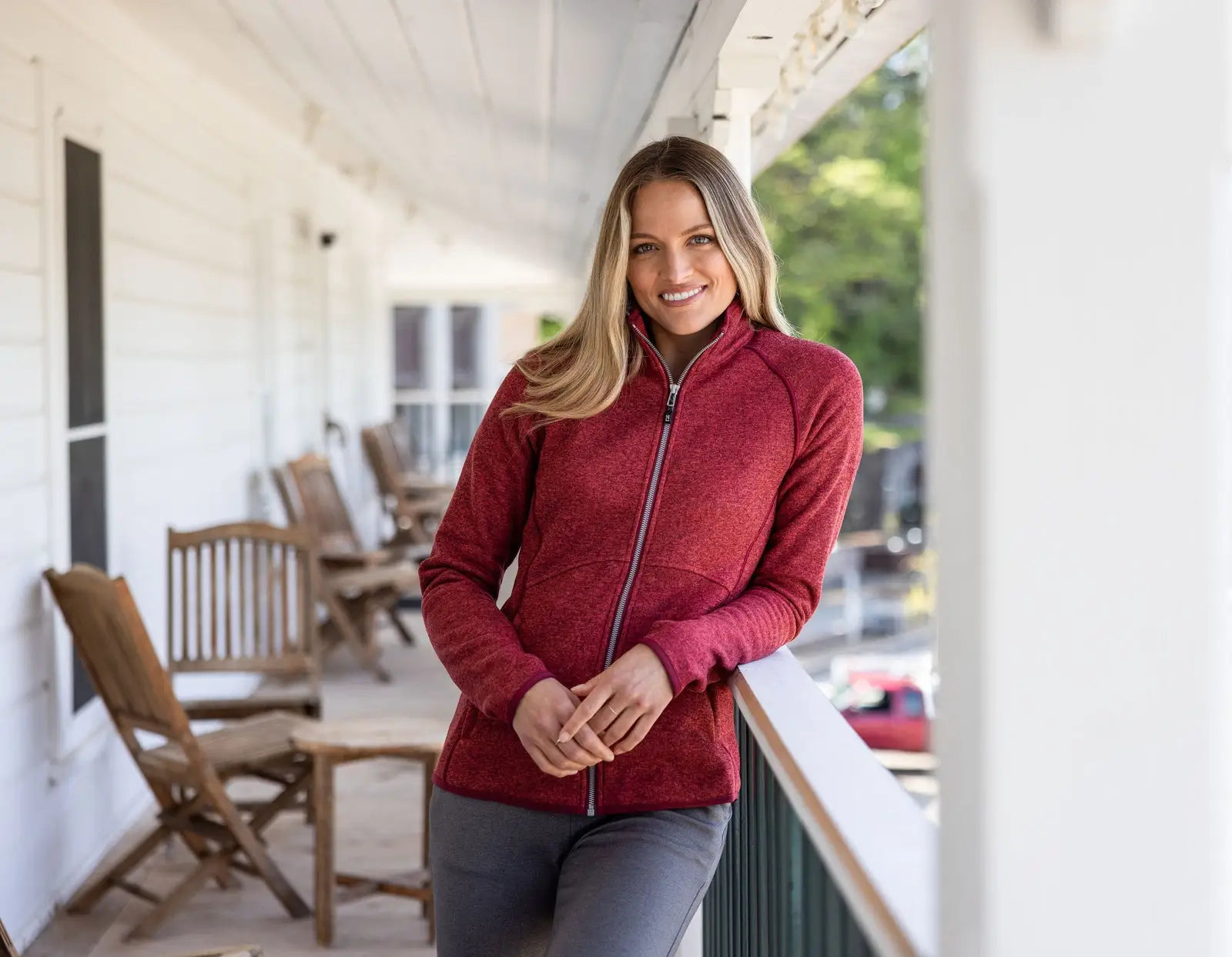 Cutter & Buck Lco00059 Mainsail Sweater-knit Womens Full Zip Jacket - Cardinal Red Heather - Ladies Xs