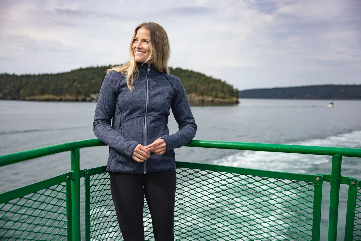 Cutter & Buck Lco00059 Mainsail Sweater-knit Womens Full Zip Jacket - Liberty Navy Heather