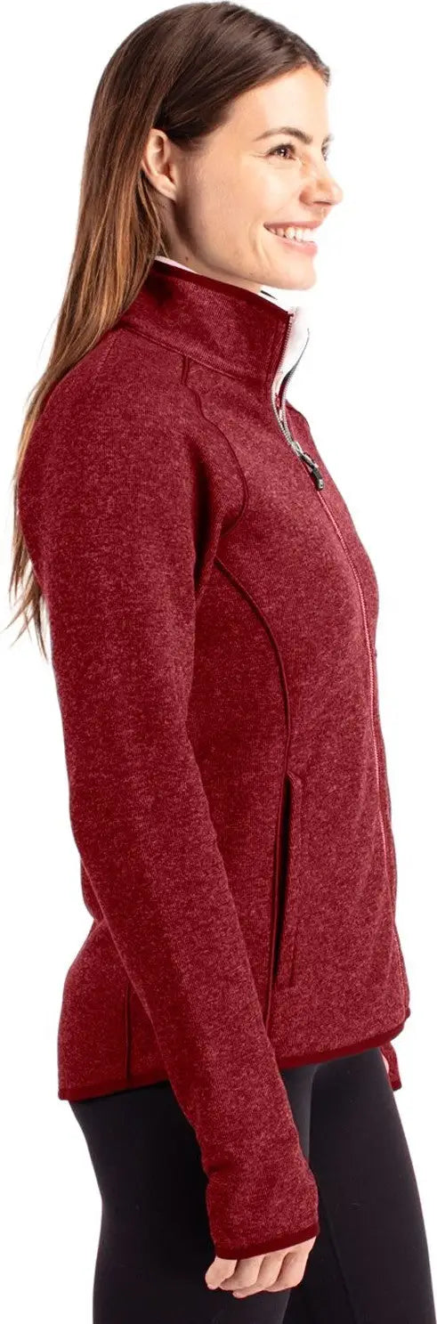 Cutter & Buck Lco00059 Mainsail Sweater-knit Womens Full Zip Jacket - Cardinal Red Heather