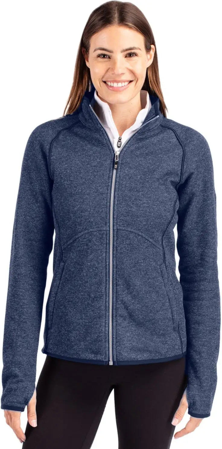 Cutter & Buck Lco00059 Mainsail Sweater-knit Womens Full Zip Jacket - Liberty Navy Heather - Ladies Xs
