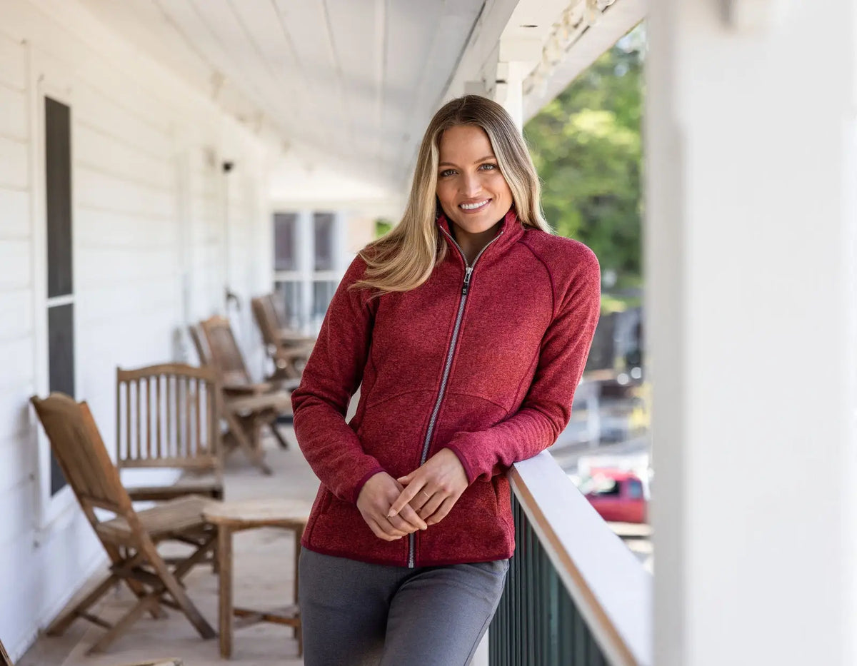 Cutter & Buck Lco00059 Mainsail Sweater-knit Womens Full Zip Jacket - Cardinal Red Heather