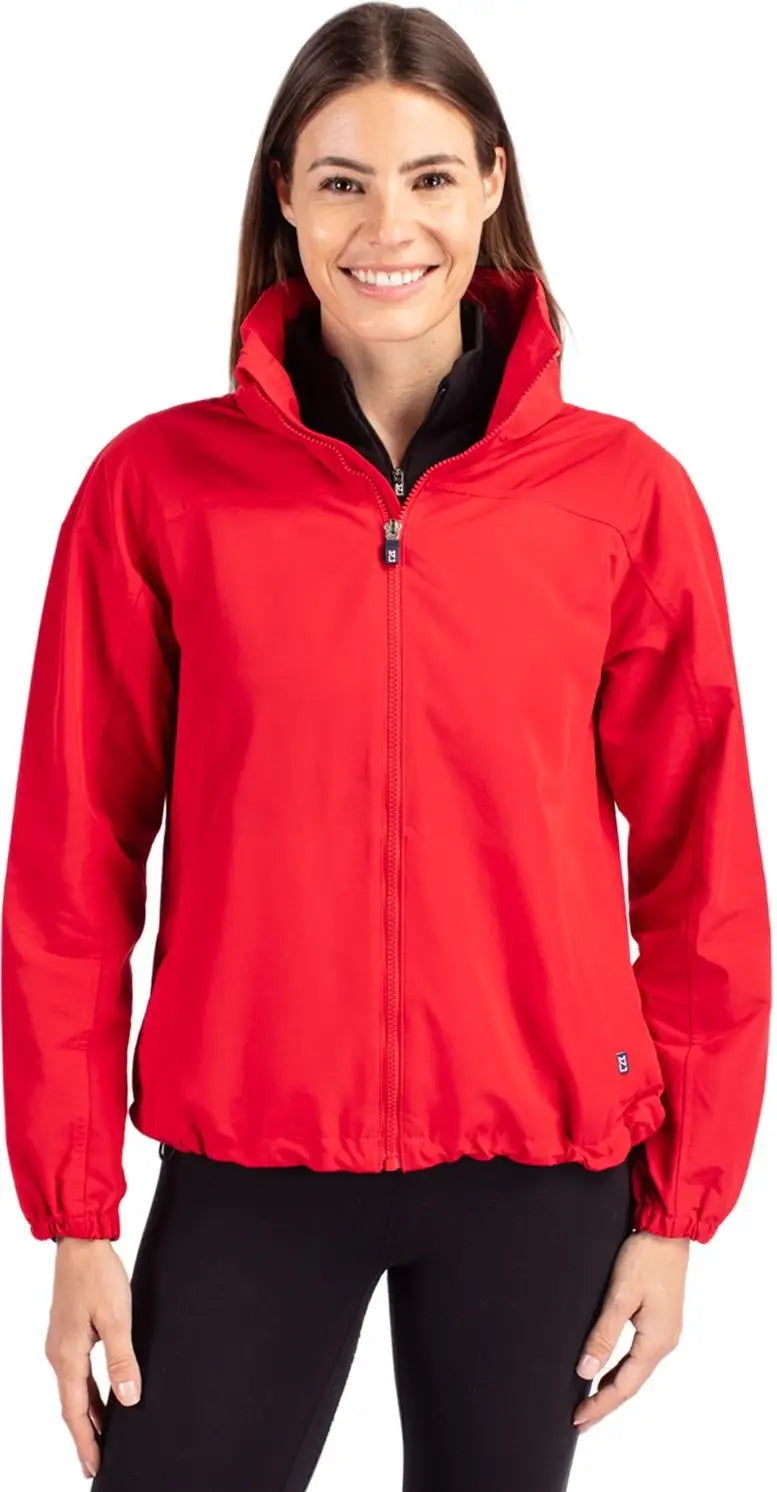 Cutter & Buck Lco00061 Charter Eco Recycled Womens Full-zip Jacket - Red - Ladies Xs