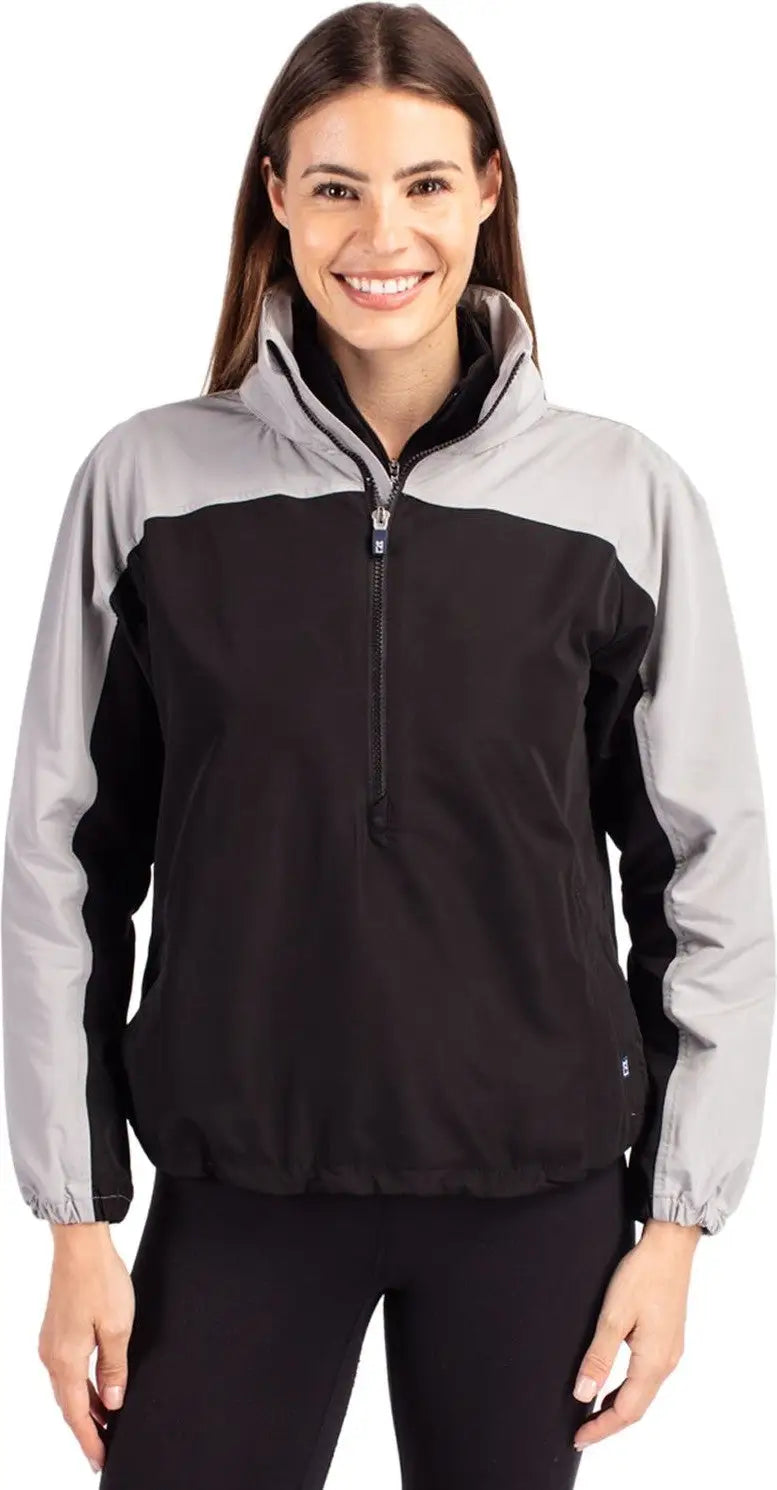 Cutter & Buck Lco00062 Charter Eco Recycled Womens Anorak Jacket - Black Polished - Black/polished / Ladies Xs