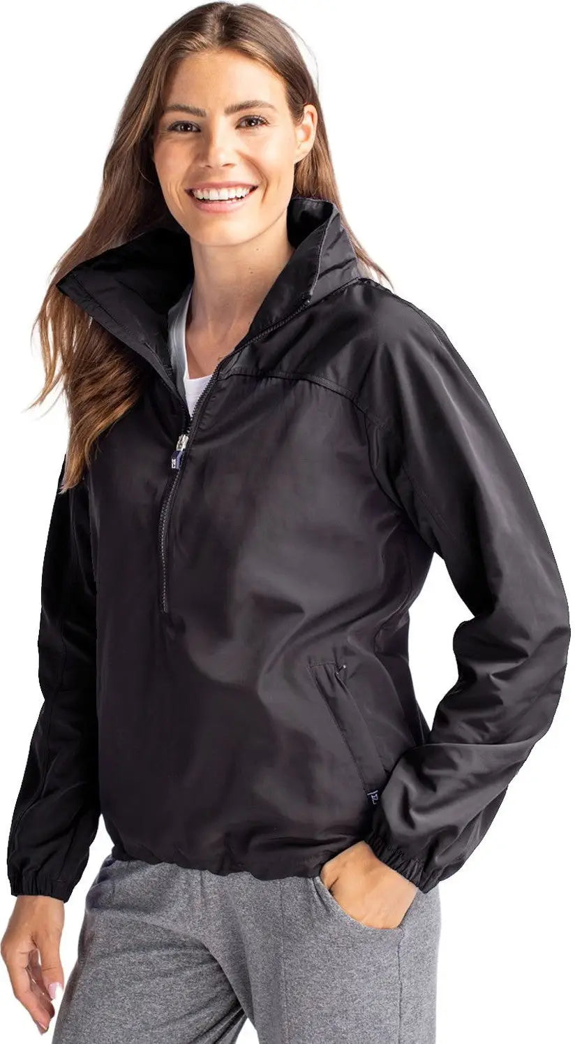 Cutter & Buck Lco00062 Charter Eco Recycled Womens Anorak Jacket - Black - Ladies Xs